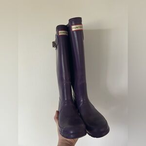 Hunter Purple Rain Boots Knee High Waterproof Womens Size 5 Wellies Bluckle